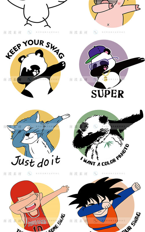 创意熊猫与动漫角色服装印花素材