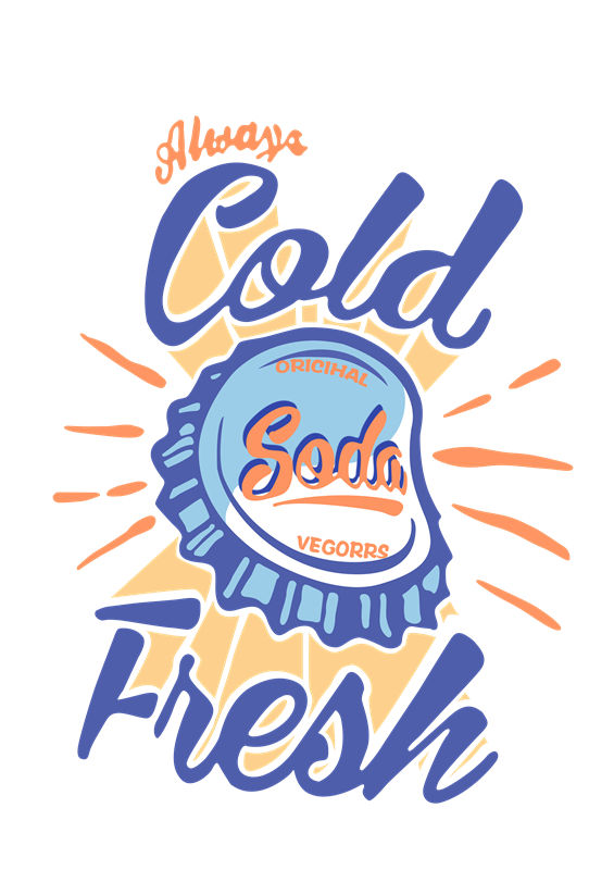 复古冷饮瓶盖图案:服装印花裁片新选择