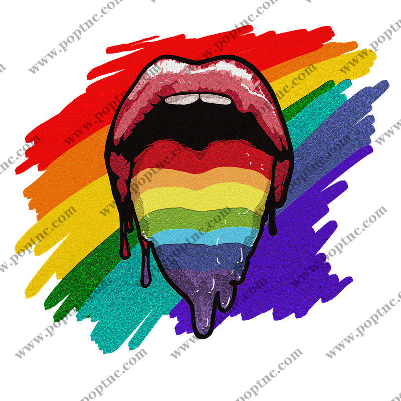 彩虹色舌头印花裁片,打造个性服装