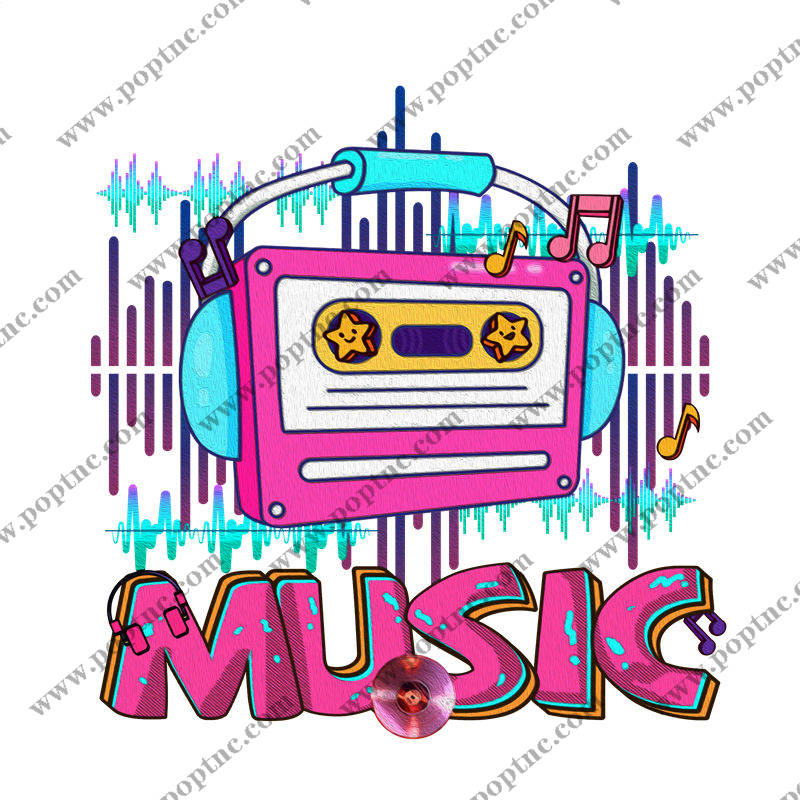 复古音乐磁带图案裁片印花,打造个性服装