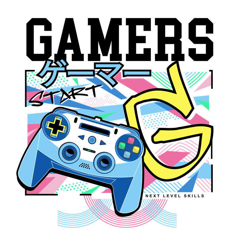 复古游戏机控制器图案裁片印花,打造个性服装