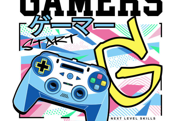 复古游戏机控制器图案裁片印花，打造个性服装