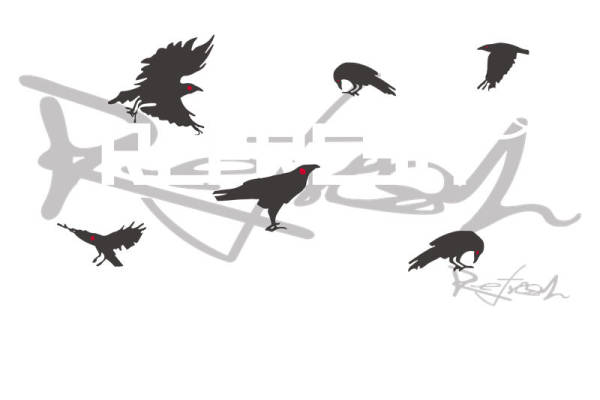 暗黑系乌鸦图案裁片印花，打造个性服装