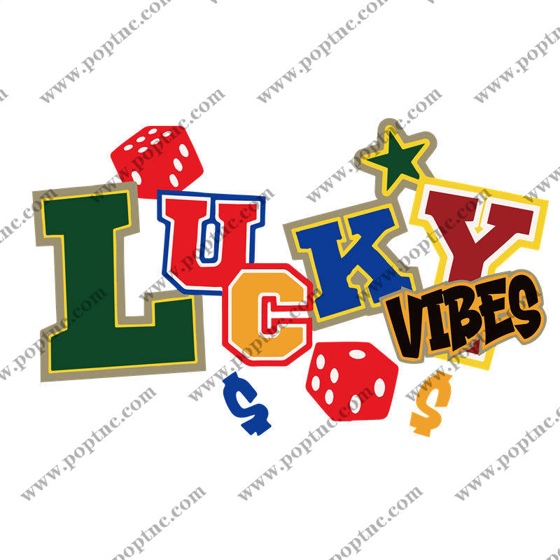 幸运骰子图案服装印花裁片素材