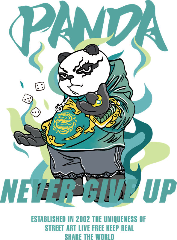 时尚熊猫印花设计：服装印花裁片新选择