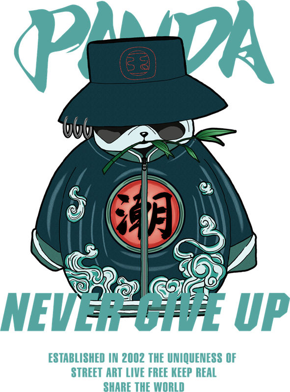 时尚熊猫印花图案，打造个性服装裁片