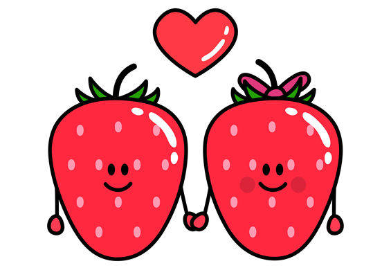 可爱草莓图案的服装印花裁片设计