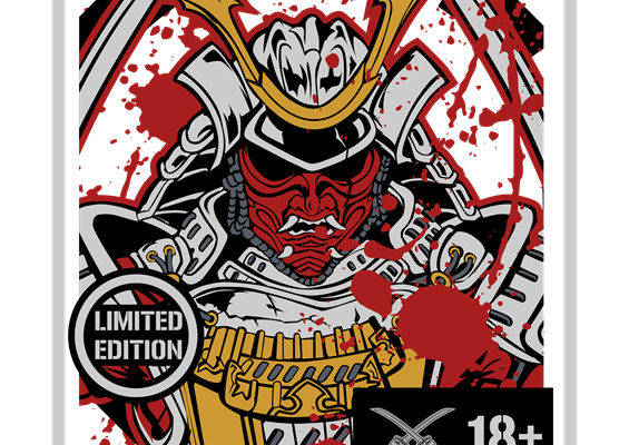 复古武士头盔图案裁片印花，打造个性服装