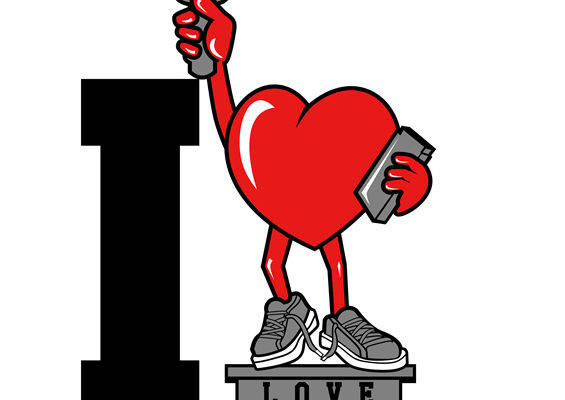 自由女神心形图案裁片印花,打造个性服装