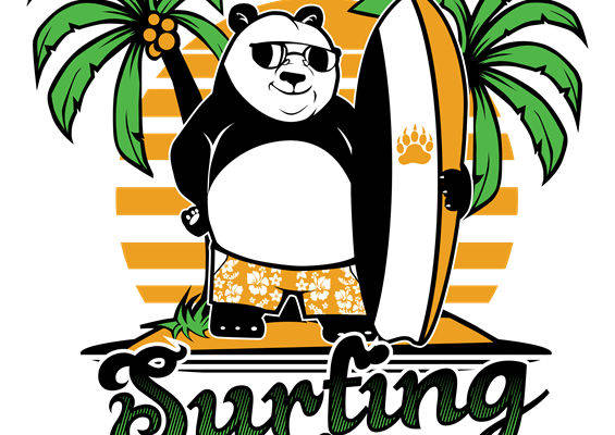 夏日海滩风情熊猫印花：服装印花新选择