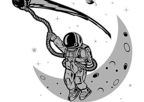 宇航员攀月月球印花裁片印花服装印花