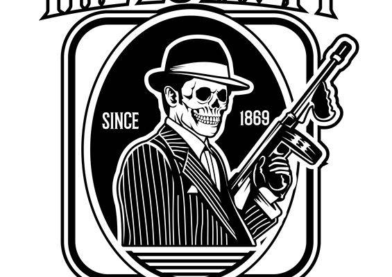 复古骷髅枪手图案服装印花裁片