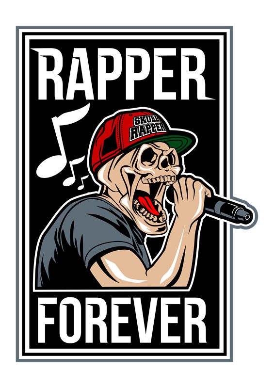 骷髅Rapper服装印花设计素材