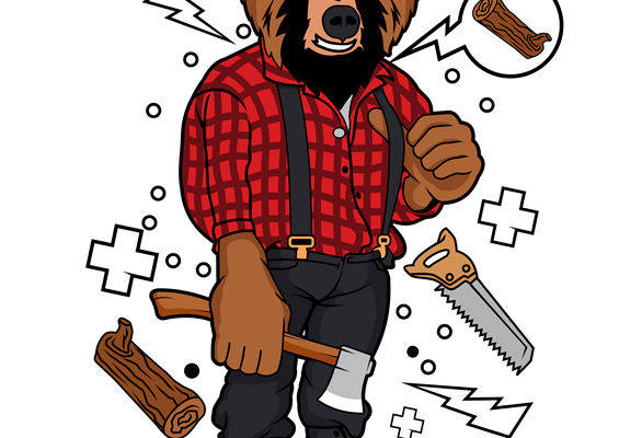 熊头斧头锯齿服装印花图案