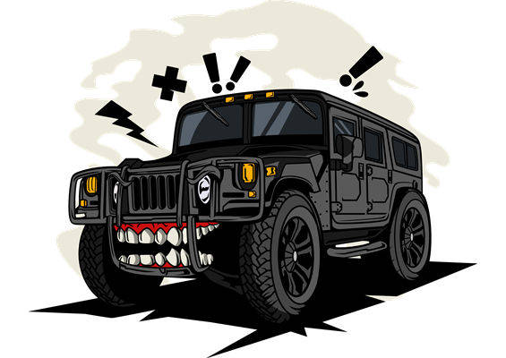 酷炫越野车裁片印花设计，适合街头风服装印花