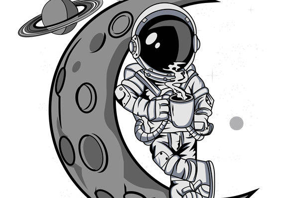 月球漫步者：宇航员在月球上的创意服装印花