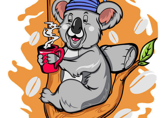 轻松愉悦的考拉咖啡印花，为你的服装增添趣味