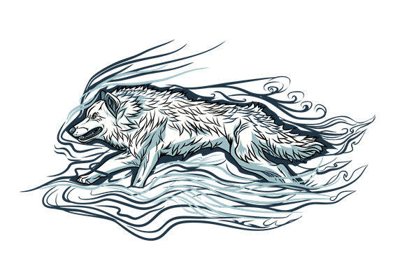 狂野奔腾的狼纹服装印花裁片