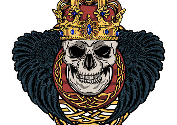 骷髅王冠纹样服装印花裁片素材