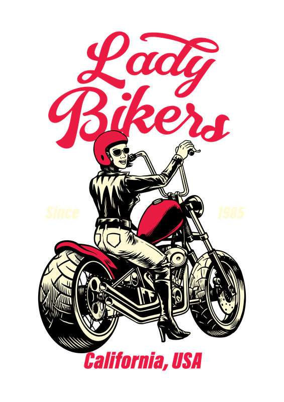 复古摩登女骑手图案：服装印花裁片灵感