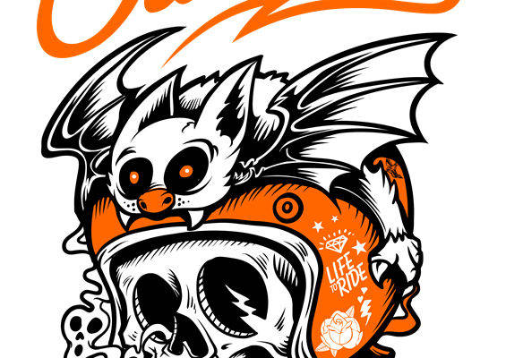 摇滚风骷髅与猫头鹰图案服装印花裁片