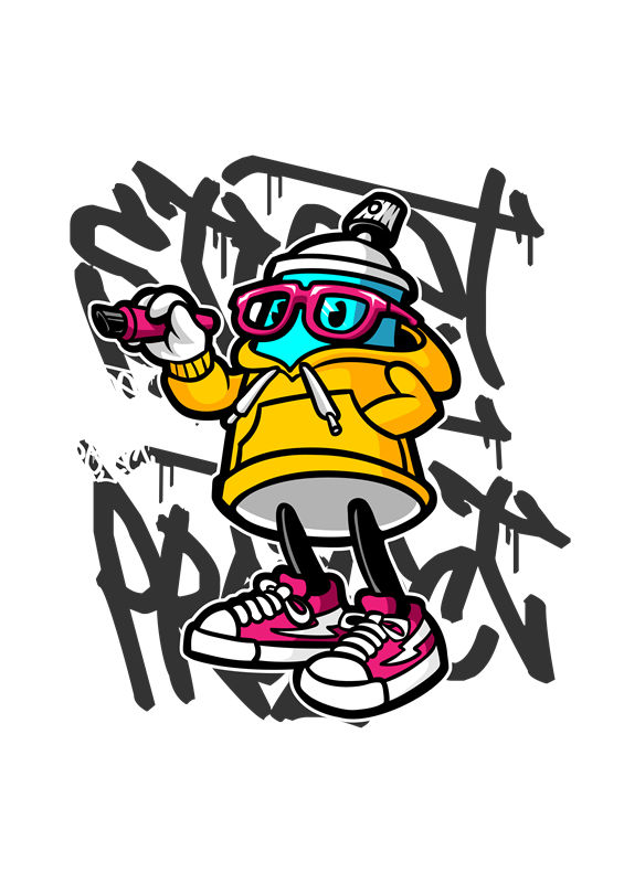 时尚街头风裁片印花：个性涂鸦图案服装印花