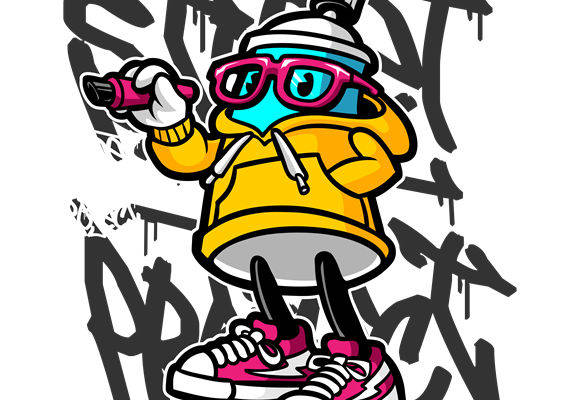 时尚街头风裁片印花：个性涂鸦图案服装印花