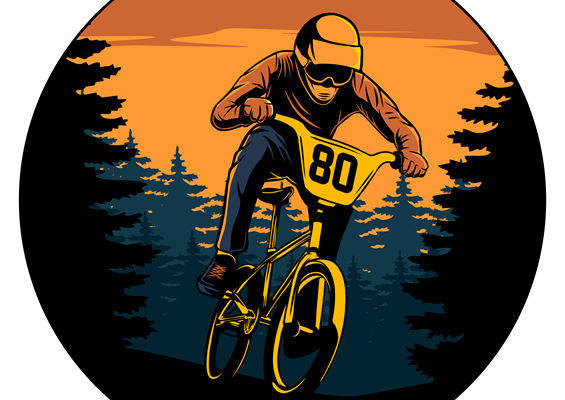 复古山地自行车图案裁片印花，打造个性服装