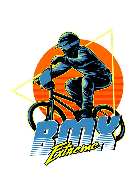 极限BMX运动图案印花裁片，个性服装印花设计