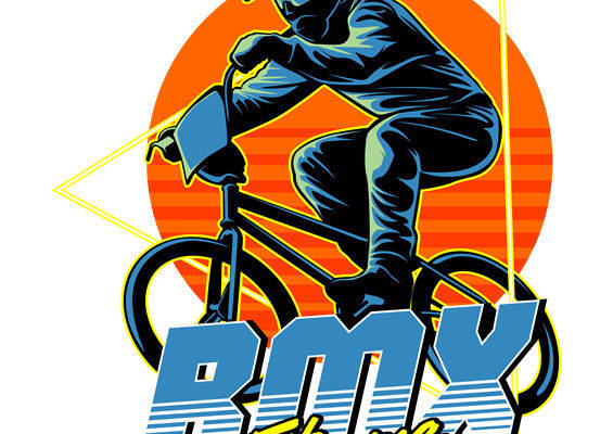 极限BMX运动图案印花裁片，个性服装印花设计