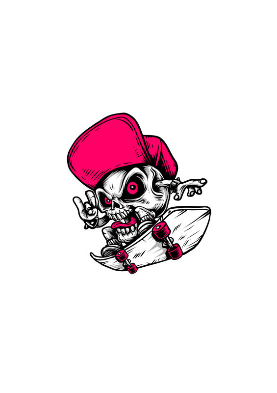 骷髅滑板手裁片印花：酷炫街头风服装印花