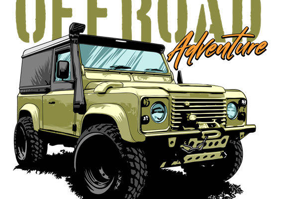 越野探险：越野车图案服装印花裁片