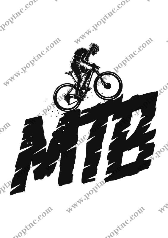 山地自行车图案裁片印花,时尚户外风格服装印花