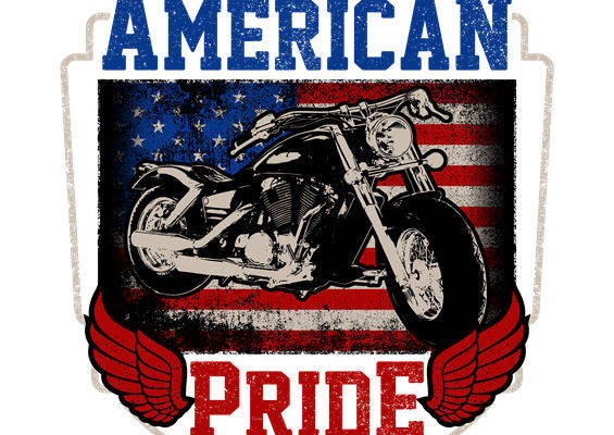 复古美国国旗摩托车图案服装印花
