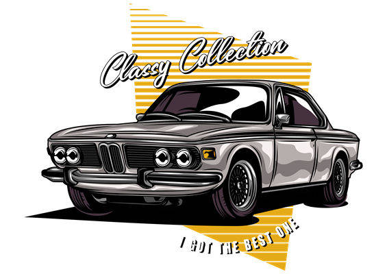 复古经典汽车图案裁片印花，打造独特服装设计