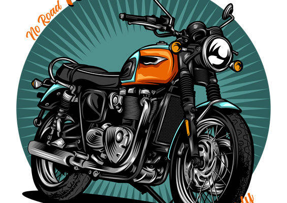 复古摩托车图案裁片印花，打造个性服装