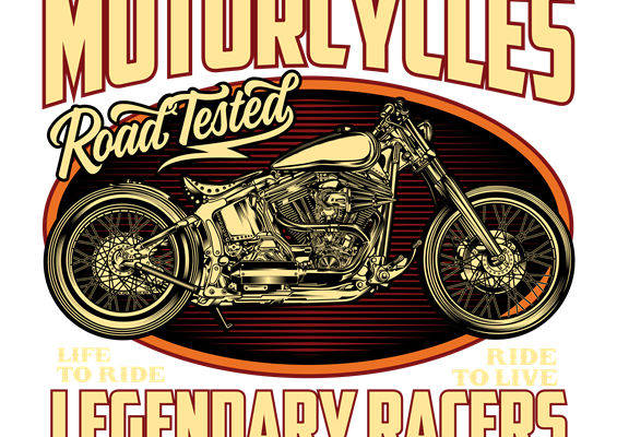 复古摩托车图案裁片印花，打造个性服装