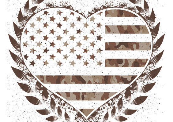 军旅风心形迷彩印花裁片，打造个性服装