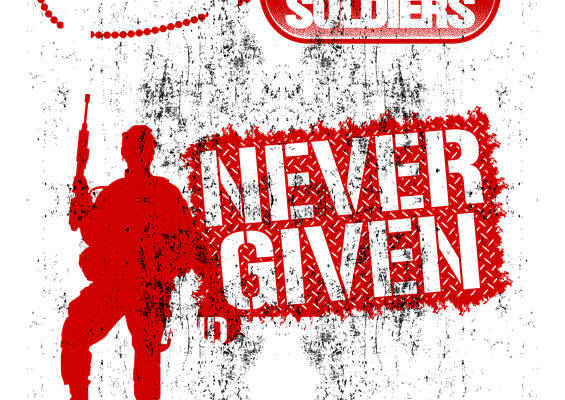 复古军事风裁片印花：红色战士图案服装印花