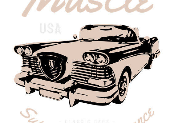 复古美式肌肉车图案服装印花