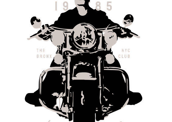 复古摩登风服装印花图案：1985年传奇骑手