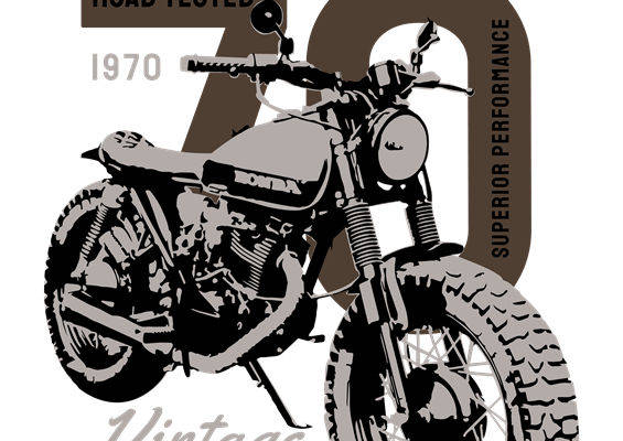 复古摩托车图案裁片印花，打造独特服装设计