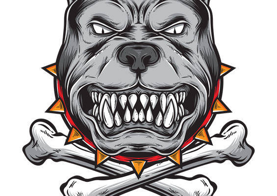 狂野斗牛犬头骨图案，服装印花裁片首选