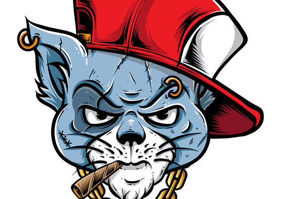 街头风猫头印花裁片，时尚服装印花新选择