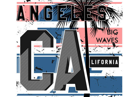 复古洛杉矶海滩印花图案，打造个性服装