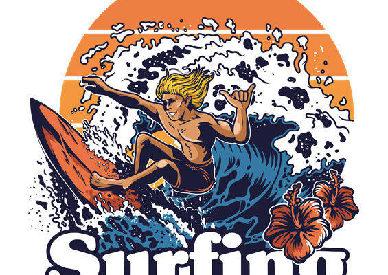 夏日风情冲浪者印花裁片，打造个性服装