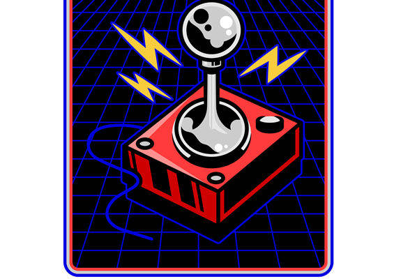 复古游戏机摇杆图案服装印花裁片