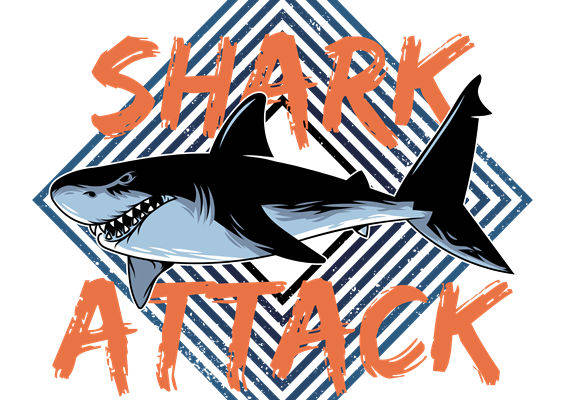 鲨鱼攻击图案裁片印花设计，适合服装印花