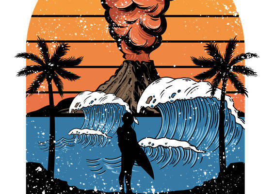 火山爆发与冲浪者：创意服装印花设计灵感