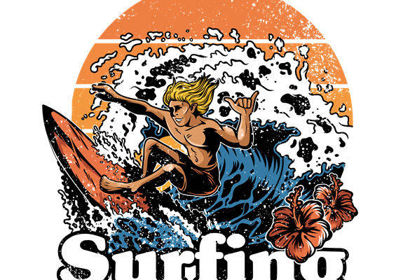 复古冲浪风格服装印花设计裁片印花